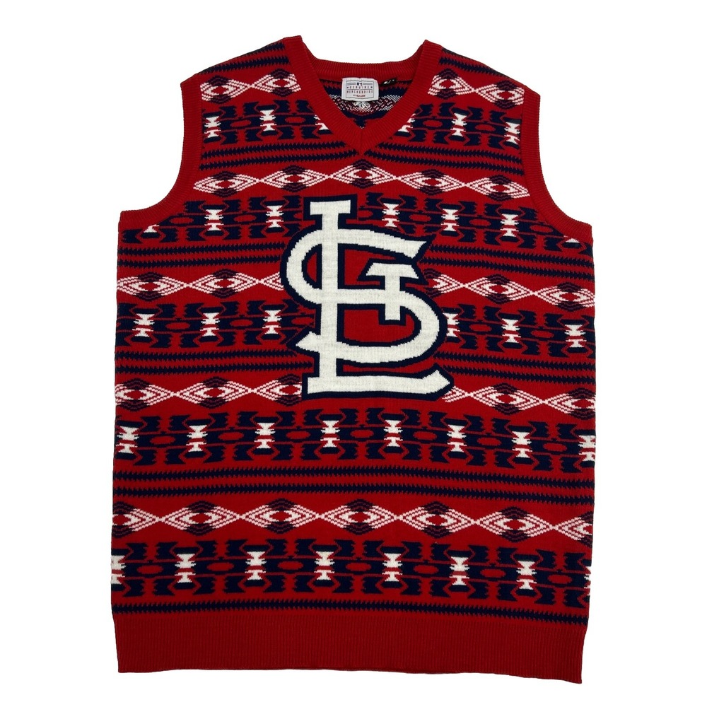 St. Louis Cardinals Sweater Vest Men's L Red Klew Sleeveless MLB Aztec
